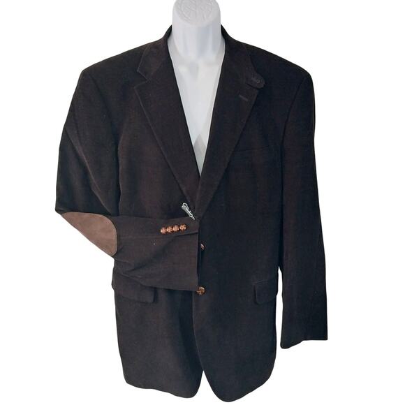 LAUREN BY RALPH LAUREN! LUXE BLACK FINE WALE CORDUROY ELBOW PATCH JACKET! SZ 46R - Picture 2 of 11